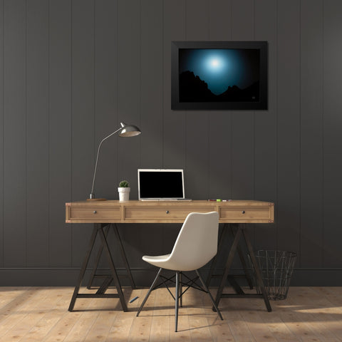 Blue Moon Desert Black Modern Wood Framed Art Print by Larson, Nathan