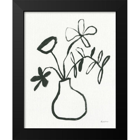 Floral Sketch I Black Modern Wood Framed Art Print by Munger, Pamela