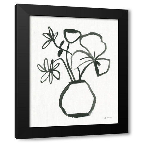 Floral Sketch II Black Modern Wood Framed Art Print with Double Matting by Munger, Pamela