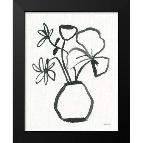 Floral Sketch II Black Modern Wood Framed Art Print by Munger, Pamela