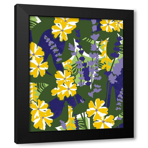 Lavender Verbena Black Modern Wood Framed Art Print with Double Matting by Gallagher, Megan