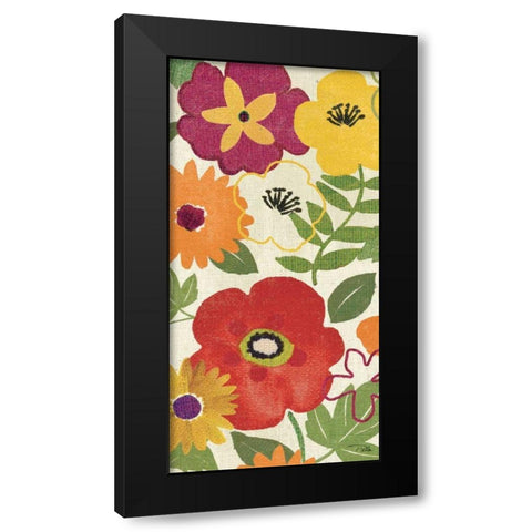 Watercolor Garden Panel II Black Modern Wood Framed Art Print by Pela Studio