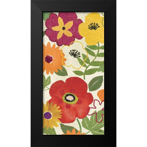 Watercolor Garden Panel II Black Modern Wood Framed Art Print by Pela Studio
