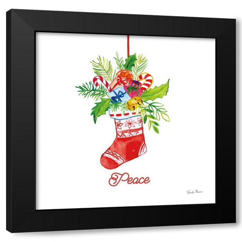 Holiday Stocking Black Modern Wood Framed Art Print with Double Matting by Zaman, Farida