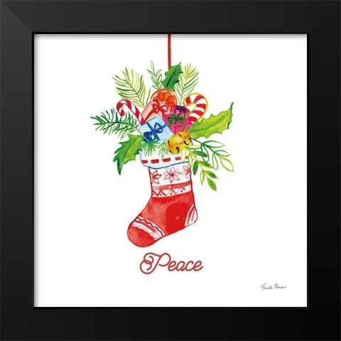 Holiday Stocking Black Modern Wood Framed Art Print by Zaman, Farida