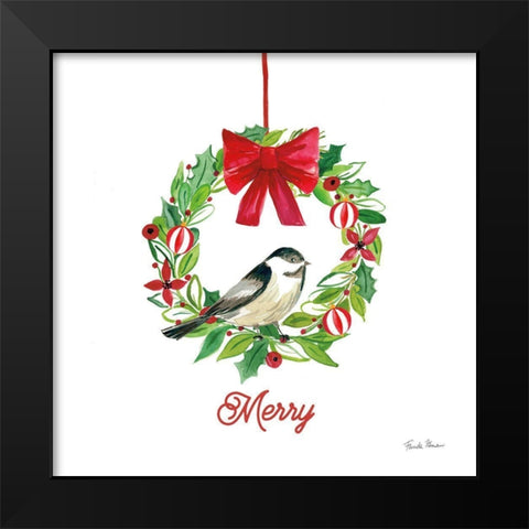 Holiday Wreath Black Modern Wood Framed Art Print by Zaman, Farida