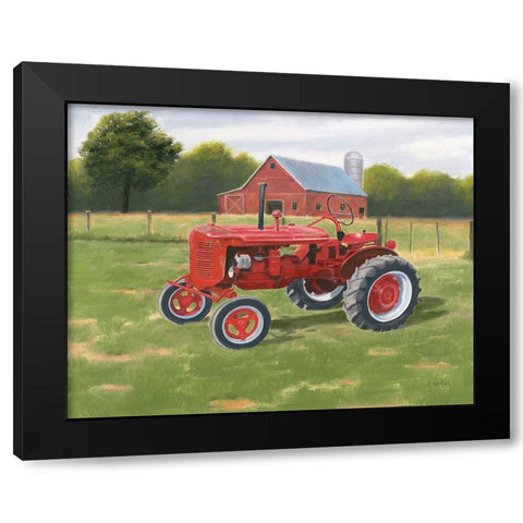 Vintage Tractor Black Modern Wood Framed Art Print with Double Matting by Wiens, James