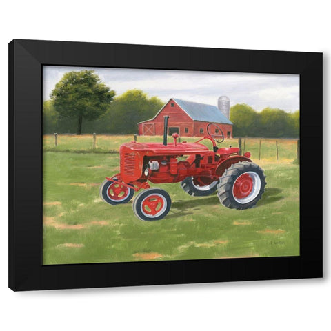 Vintage Tractor Black Modern Wood Framed Art Print by Wiens, James