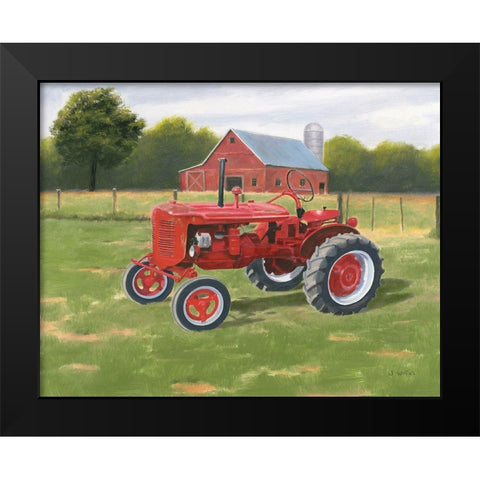 Vintage Tractor Black Modern Wood Framed Art Print by Wiens, James