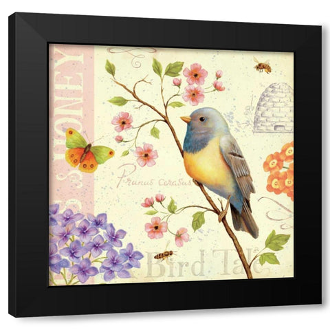 Birds and Bees I Black Modern Wood Framed Art Print with Double Matting by Brissonnet, Daphne