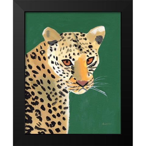 Colorful Cheetah on Emerald Black Modern Wood Framed Art Print by Munger, Pamela