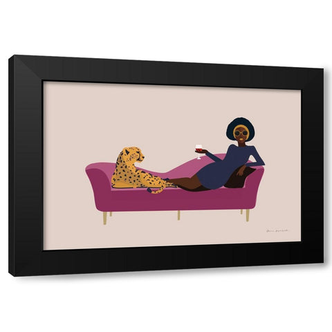 Wild Lounge I Pink Couch Black Modern Wood Framed Art Print with Double Matting by Escalante, Omar
