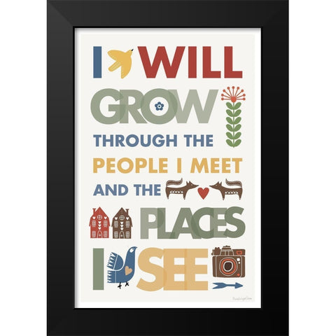 I Will Grow Black Modern Wood Framed Art Print by Charro, Mercedes Lopez