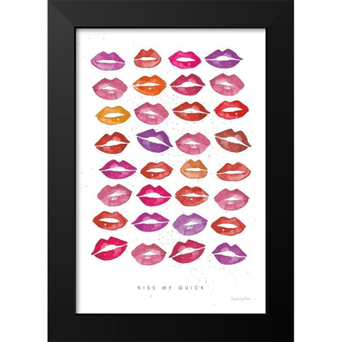 Kiss Me Quick Black Modern Wood Framed Art Print by Charro, Mercedes Lopez