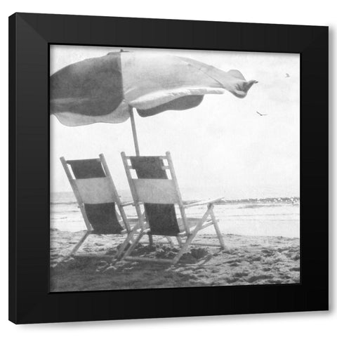 Sea For Two BW Crop Black Modern Wood Framed Art Print with Double Matting by Van Swearingen, Debra