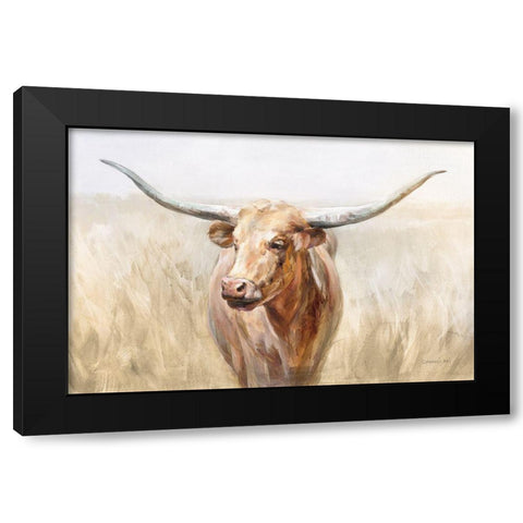 Big Sky Longhorn Neutral Black Modern Wood Framed Art Print with Double Matting by Nai, Danhui