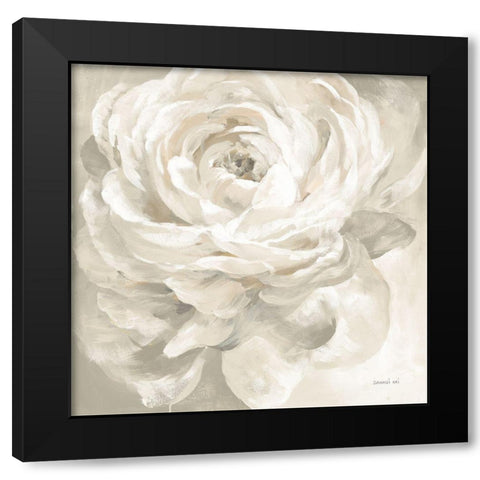 White Rose Gray Black Modern Wood Framed Art Print with Double Matting by Nai, Danhui