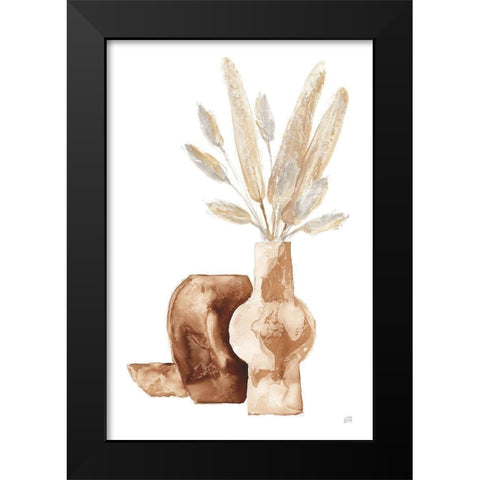 Earthy Vase Gray Bunny Tail Black Modern Wood Framed Art Print by Paschke, Chris