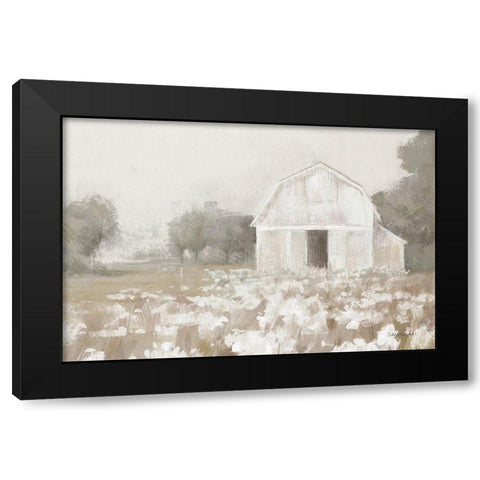 White Barn Meadow Neutral Crop Black Modern Wood Framed Art Print with Double Matting by Nai, Danhui