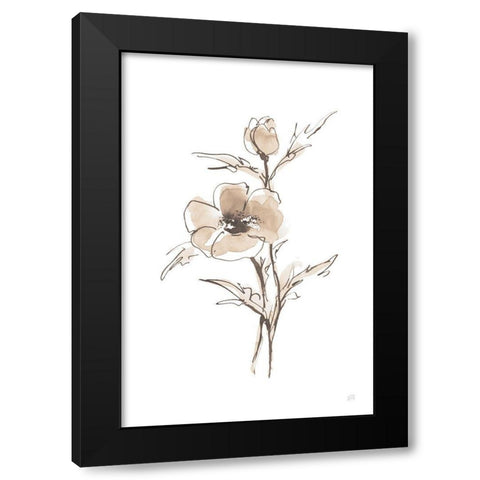 Wash Anemone I Neutral Black Modern Wood Framed Art Print with Double Matting by Paschke, Chris