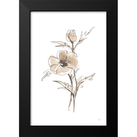 Wash Anemone I Neutral Black Modern Wood Framed Art Print by Paschke, Chris