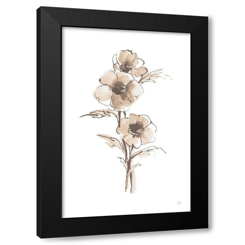 Wash Anemone II Neutral Black Modern Wood Framed Art Print with Double Matting by Paschke, Chris