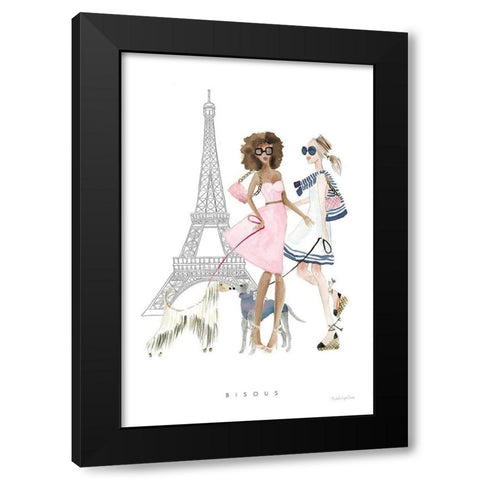 Paris Girlfriends I Pastel Black Modern Wood Framed Art Print by Charro, Mercedes Lopez