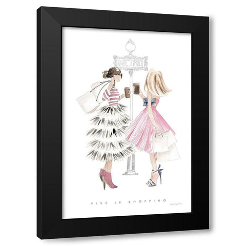 Paris Girlfriends II Pastel Black Modern Wood Framed Art Print by Charro, Mercedes Lopez