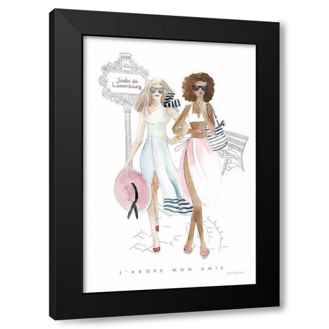 Paris Girlfriends IV Pastel Black Modern Wood Framed Art Print by Charro, Mercedes Lopez