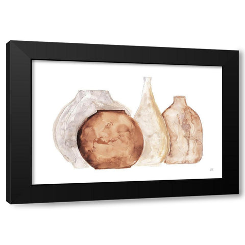 Earthy Neutral Vases IV Black Modern Wood Framed Art Print with Double Matting by Paschke, Chris