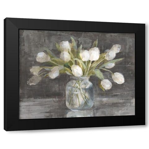 April Tulips Black Modern Wood Framed Art Print with Double Matting by Nai, Danhui