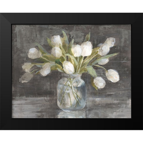 April Tulips Black Modern Wood Framed Art Print by Nai, Danhui