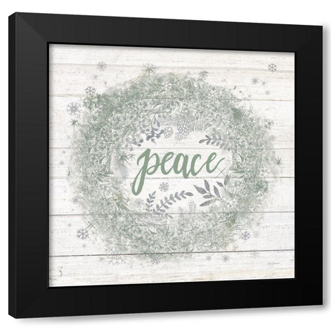 Frosty Peace Sage Silver Black Modern Wood Framed Art Print with Double Matting by Urban, Mary