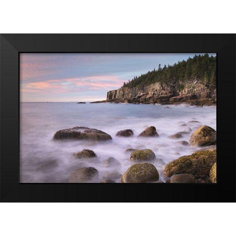 Cobblestone Beach Black Modern Wood Framed Art Print by Majchrowicz, Alan