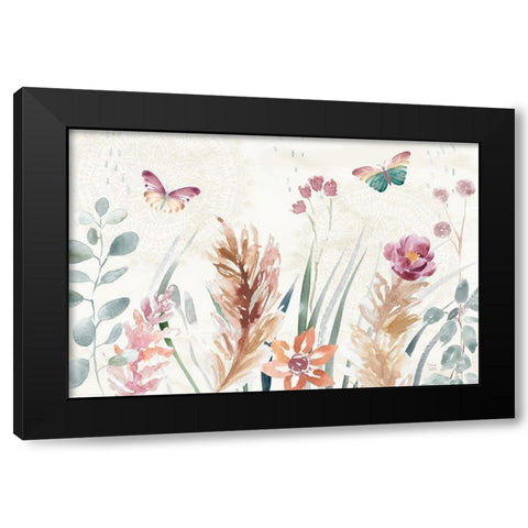 Boho Garden I Black Modern Wood Framed Art Print by June, Dina