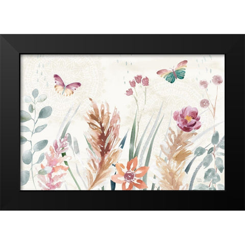 Boho Garden I Black Modern Wood Framed Art Print by June, Dina