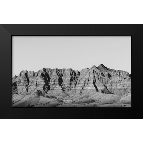 Badlands BW Black Modern Wood Framed Art Print by Larson, Nathan