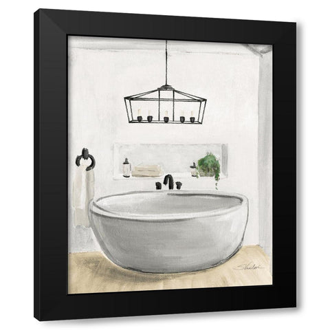 Attic Bathroom II Blonde Black Modern Wood Framed Art Print with Double Matting by Vassileva, Silvia