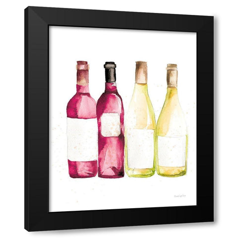 Pop the Cork III Red and White Wine Black Modern Wood Framed Art Print with Double Matting by Charro, Mercedes Lopez