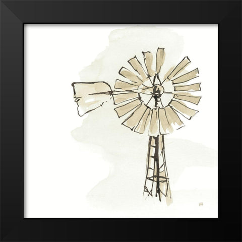 Windmill I Neutral Black Modern Wood Framed Art Print by Paschke, Chris