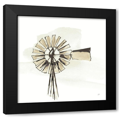 Windmill III Neutral Black Modern Wood Framed Art Print with Double Matting by Paschke, Chris