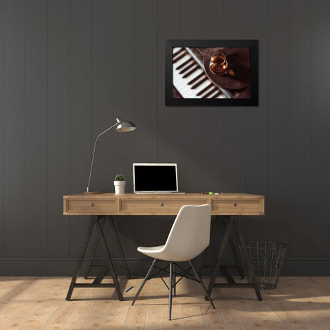 Night Vibes Lounge Black Modern Wood Framed Art Print by Larson, Nathan