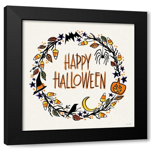 Halloween Wreath II Black Modern Wood Framed Art Print by Tavoletti, Anne