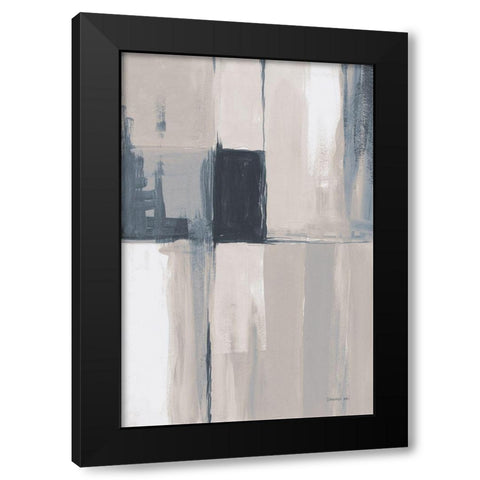 Overlay II Blue Black Modern Wood Framed Art Print with Double Matting by Nai, Danhui