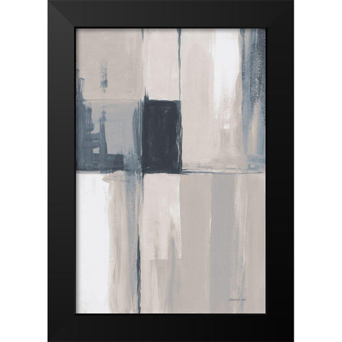 Overlay II Blue Black Modern Wood Framed Art Print by Nai, Danhui
