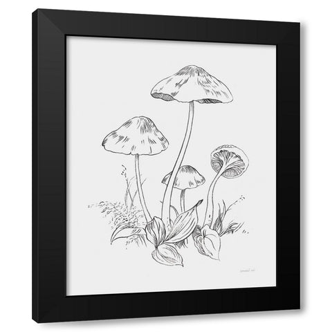 Natures Sketchbook III Bold Light Gray Black Modern Wood Framed Art Print with Double Matting by Nai, Danhui