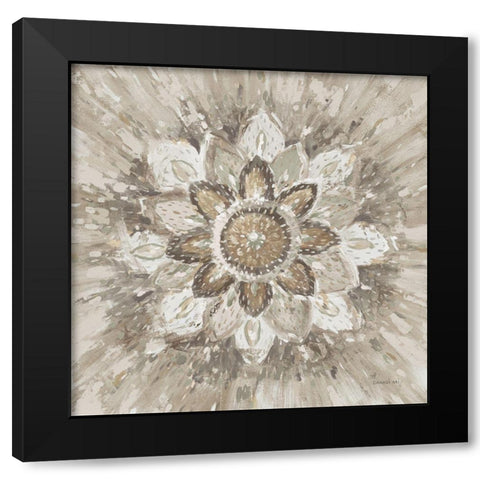 Spice Mandala Neutral Black Modern Wood Framed Art Print with Double Matting by Nai, Danhui