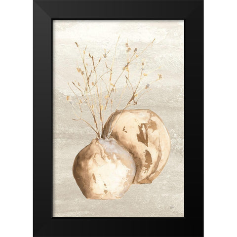 Neutral Vase Branch Black Modern Wood Framed Art Print by Paschke, Chris