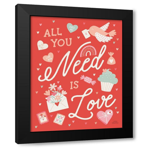 Lovebirds II Black Modern Wood Framed Art Print by Marshall, Laura