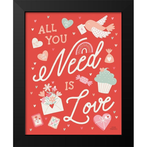 Lovebirds II Black Modern Wood Framed Art Print by Marshall, Laura